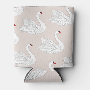 Swan Elegance: Ornamental White Pattern. Can Cooler