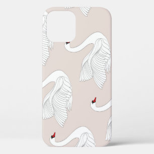Swan Elegance: Ornamental White Pattern. iPhone 12 Case
