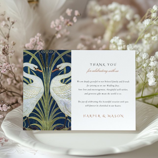 Swan Embrace Wedding Thank You Card (Creator Uploaded)