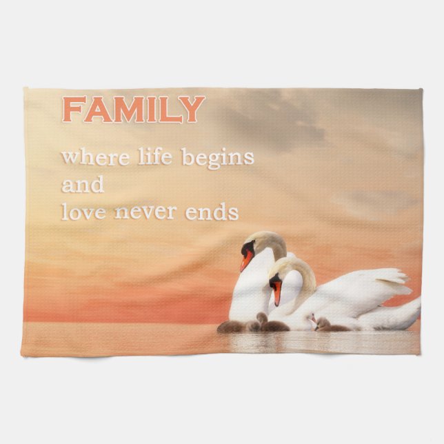 Swan family tea towel (Horizontal)