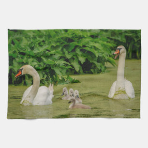 Swan Family Tea Towel