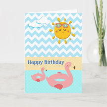 Swan Floats In Water Birthday Card