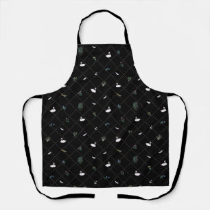 Swan Floral Black Apron