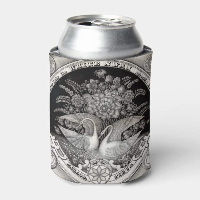 Swan Floral Pattern Can Cooler (Can Front)