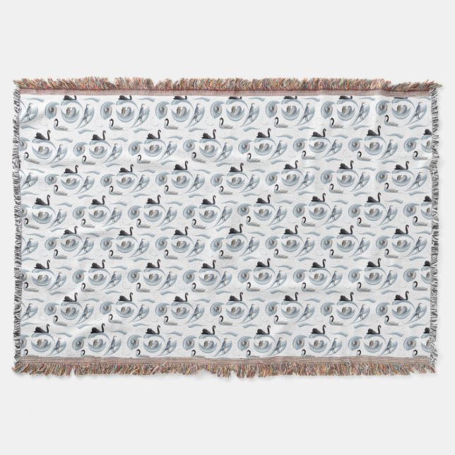 Swan Frenzy Throw Blanket (choose colour) (Front)