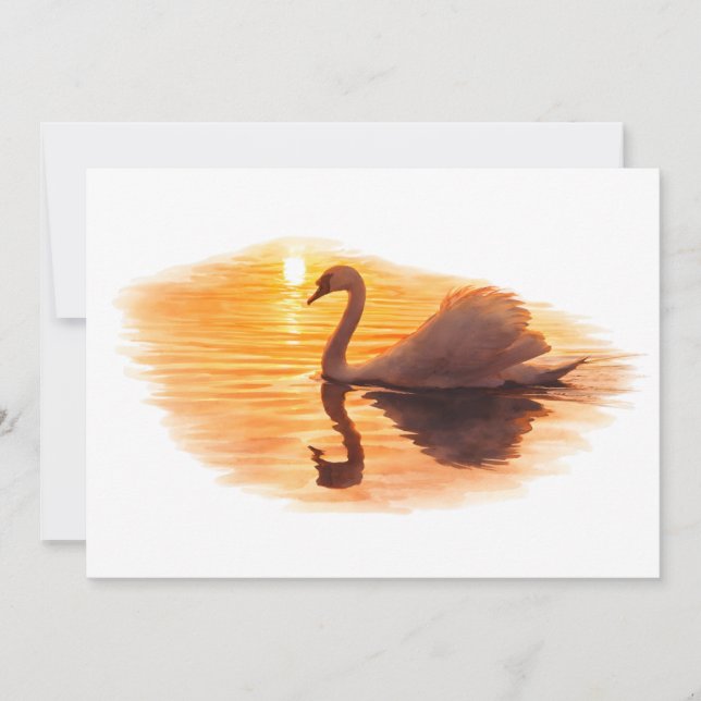 Swan Gliding at Sunset Invitation (Front)