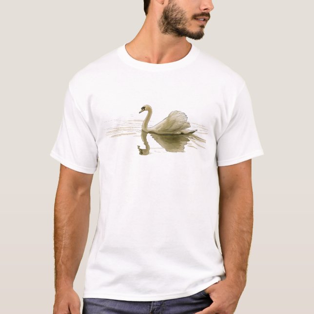 Swan Gliding Over Water T-Shirt (Front)