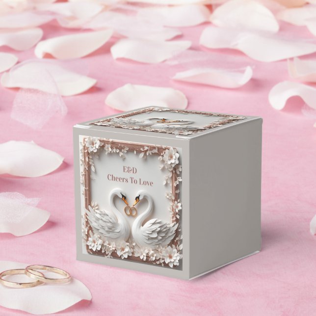 🕊️ Swan Heart Floral Frame Wedding Collection 🕊️ Favour Box (Wedding)