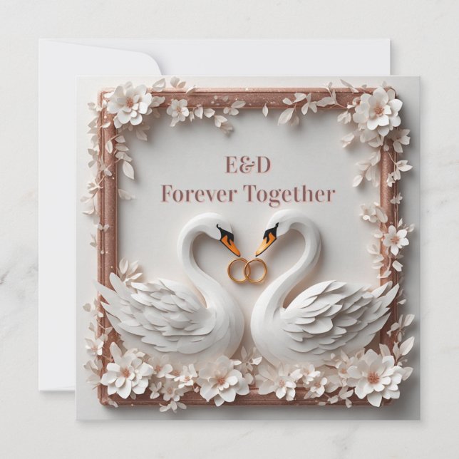 🕊️ Swan Heart Floral Frame Wedding Collection 🕊️ Invitation (Front)