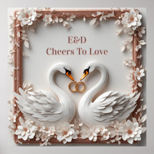 🕊️ Swan Heart Floral Frame Wedding Collection 🕊️ Poster