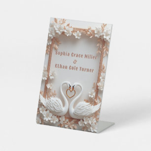 💍 Swan Heart Wedding Decor With Floral Frame 💍 Pedestal Sign