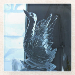 Swan Ice Sculpture, Quebec, Canada Glass Coaster