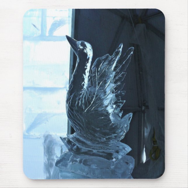 Swan Ice Sculpture, Quebec, Canada Mouse Pad (Front)