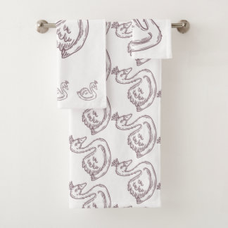 Swan in crown bath towel set