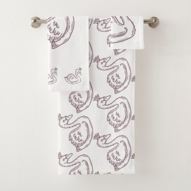 Swan in crown bath towel set (Insitu)