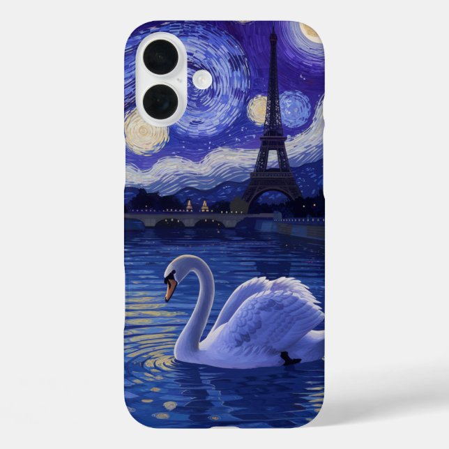 “Swan in Paris: Starry Reflections” Case-Mate iPhone Case (Back)