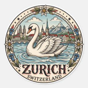 Swan in Zurich Switzerland Classic Round Sticker