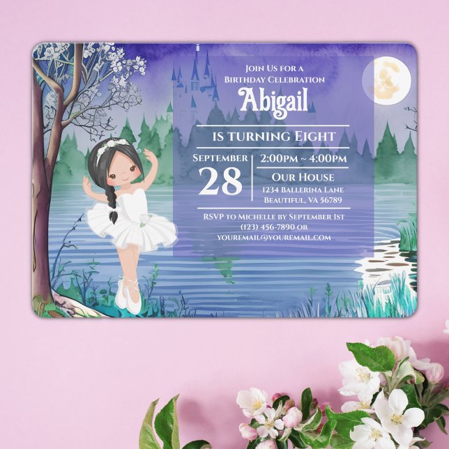 Swan Lake Ballet Spring Pretty Ballerina Birthday Invitation (Creator Uploaded)