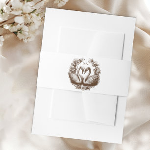 Swan Lake Fall Wedding Monogram Invitation Belly Band