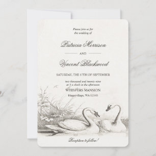Swan Lake Love Wedding Invitation