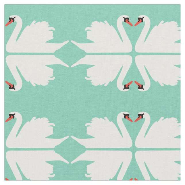 Swan Lake Mirror image Fabric (Close Up)