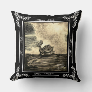 Swan Lake my digital drawing Pillow LS light brown