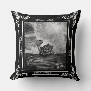 Swan Lake my digital drawing Throw Pillow LS