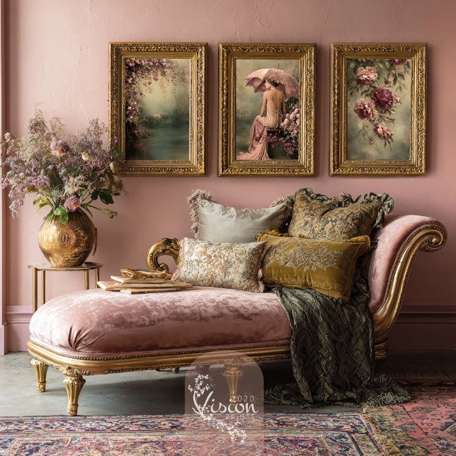 Swan Lake Romance, Portrait, Bird & Floral (Swan Lake Romance, Portrait, Bird & Floral, Matching Gallery Poster Wall Art Set of Three.)