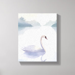 Swan Lake Watercolor Airy Light Painting Canvas Print