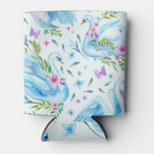 Swan lake, watercolor cute seamless pattern. can cooler