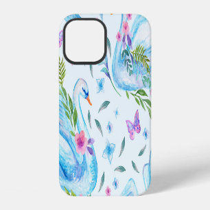 Swan lake, watercolor cute seamless pattern. iPhone 12 case