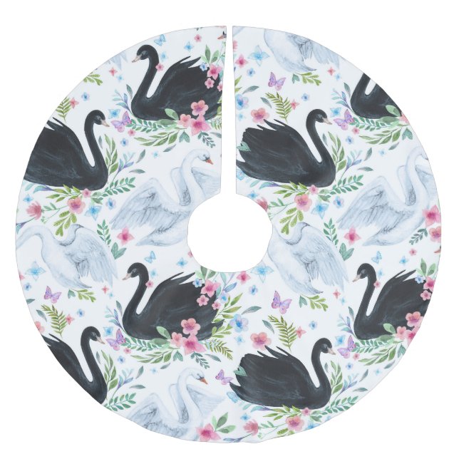 Swan Lake: Watercolor Pastel Pattern. Brushed Polyester Tree Skirt (Front)