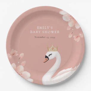 Swan Little Princess Baby Shower Paper Plate