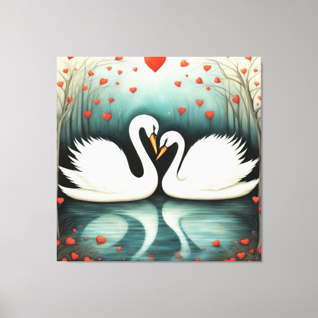 Swan Love 2 Canvas Print (Front)