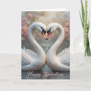 Swan Love Valentine Elegant Romantic Bird  Holiday Card