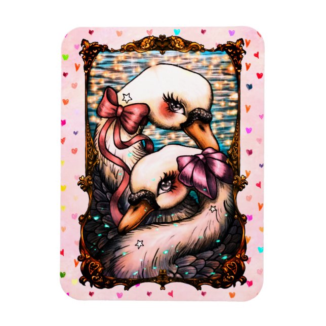Swan lovers magnet (Vertical)