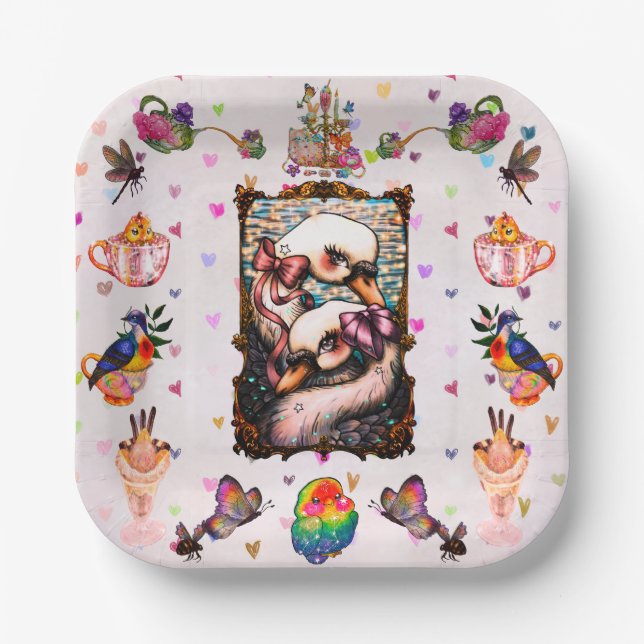 Swan Lovers Paper Plate (Front)
