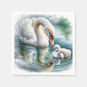 Swan Mother With Cygnet Napkin