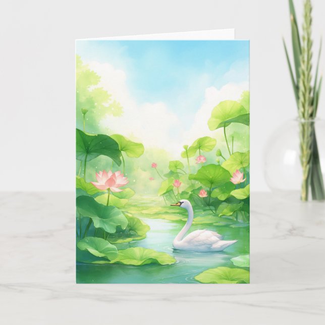 Swan Nature Embrace Card (Front)