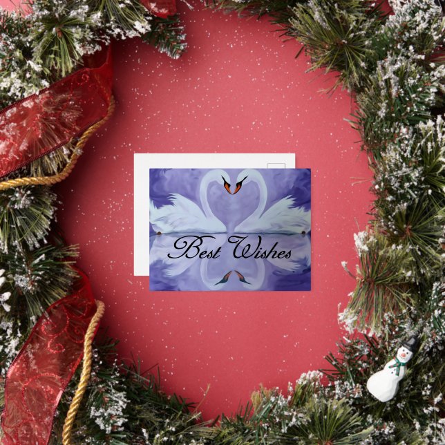 Swan nuptials foil invitation postcard (Insitu)