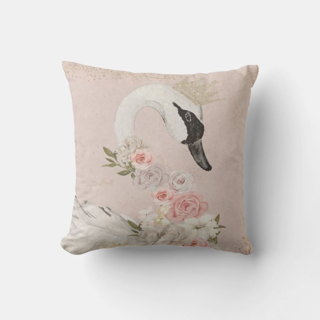 Swan Nursery Baby Nursery Peony Pillow Crown (Front)