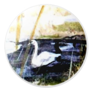 Swan on the Lake . . . Ceramic Knob