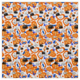 Swan Orange Hearts Fabric
