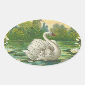 Swan Oval Sticker