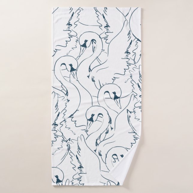 Swan Pattern Seamlessswan, pattern, abstract, back Bath Towel (Bath Towel)