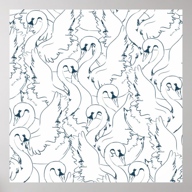 Swan Pattern Seamlessswan, pattern, abstract, back Poster (Front)