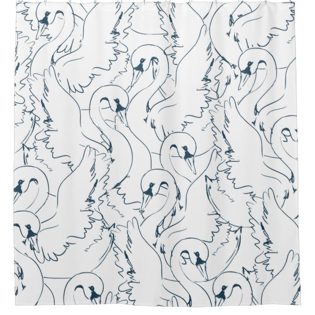 Swan Pattern Seamlessswan, pattern, abstract, back Shower Curtain (Front)