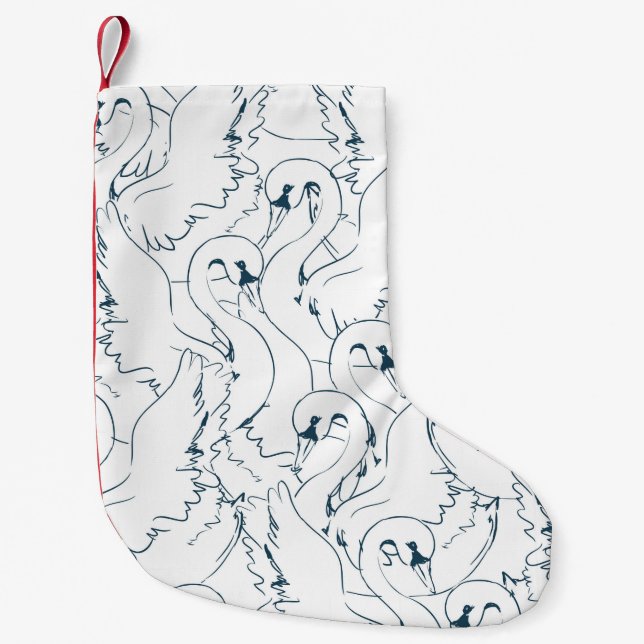 Swan Pattern Seamlessswan, pattern, abstract, back Small Christmas Stocking (Front)