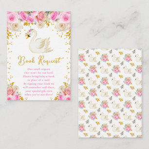 Swan Pink and Gold Roses Book Request Enclosure Card