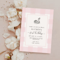Swan Pink Gingham First Birthday